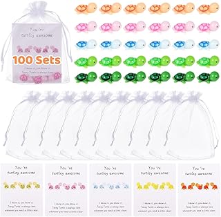 Set of 100 Organza Bags, Turtle Figures, Thank You Cards, and Inspirational Gifts