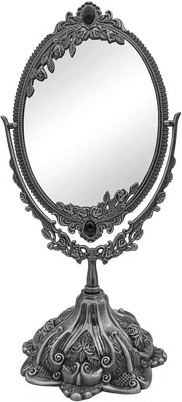 Vintage Double-Side Makeup Mirror with 360° Rotation