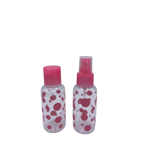 MODAIO-Spray Bottle and Disc Top Combo Travel Bottles for Liquids Toiletries Shampoo Lotion Conditioner - 3oz each / 88ml - 2-Pack (Pink)
