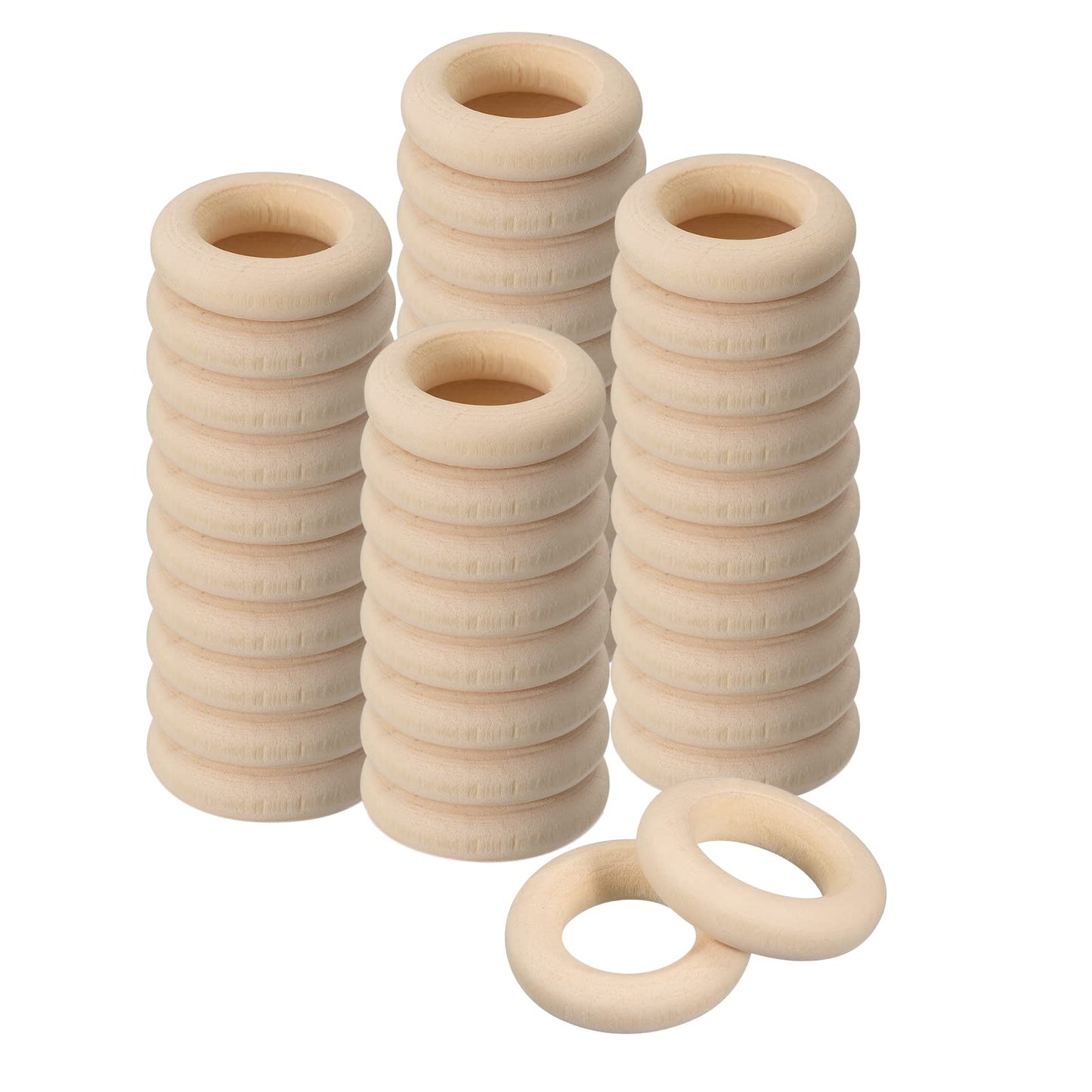 50Pcs 1-inch Natural Wooden Circles for Craft Projects