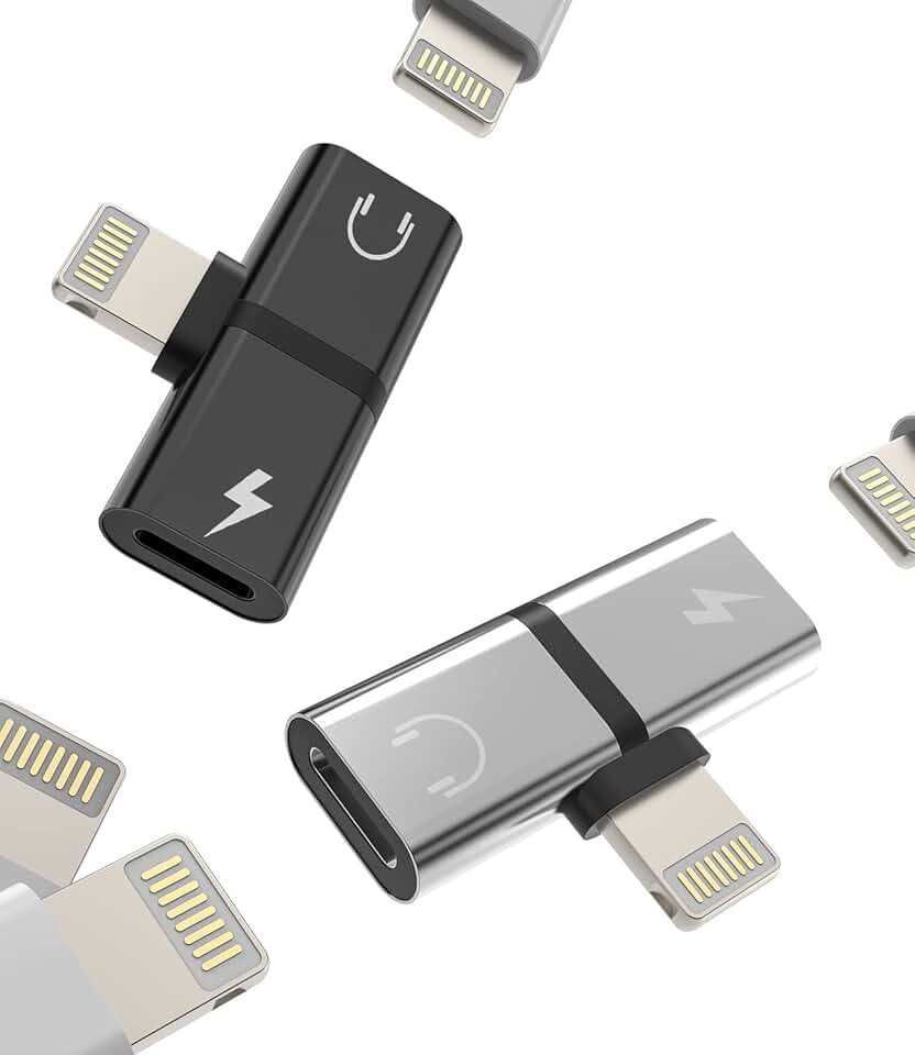 Dual Lightning Headphone and Charger Adapter (2 Pack)