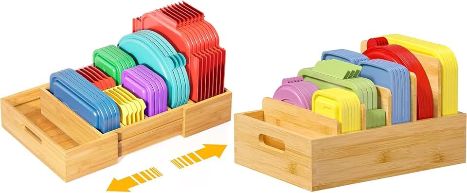 Expandable Bamboo Lid Storage Organizer