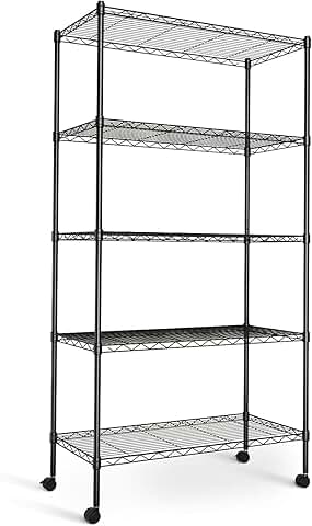 Heavy Duty 5-Tier Storage Shelving Unit, 1250 lbs, Black