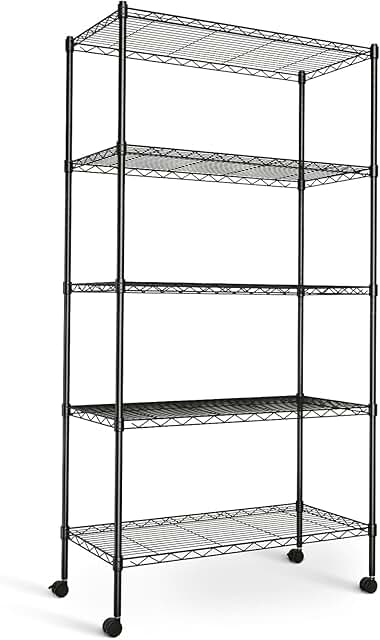 Heavy Duty 5-Tier Storage Shelving Unit, 1250 lbs, Black