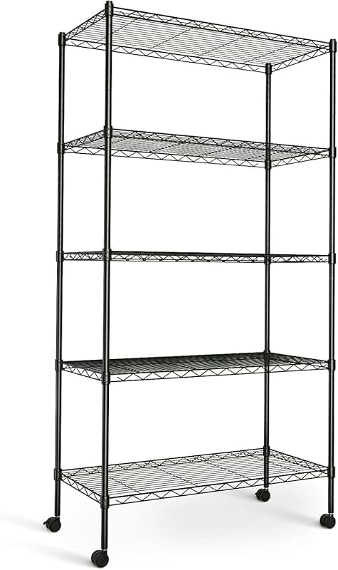 Heavy Duty 5-Tier Storage Shelving Unit, 1250 lbs, Black