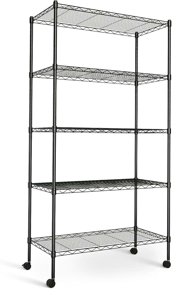 Heavy Duty 5-Tier Storage Shelving Unit, 1250 lbs, Black