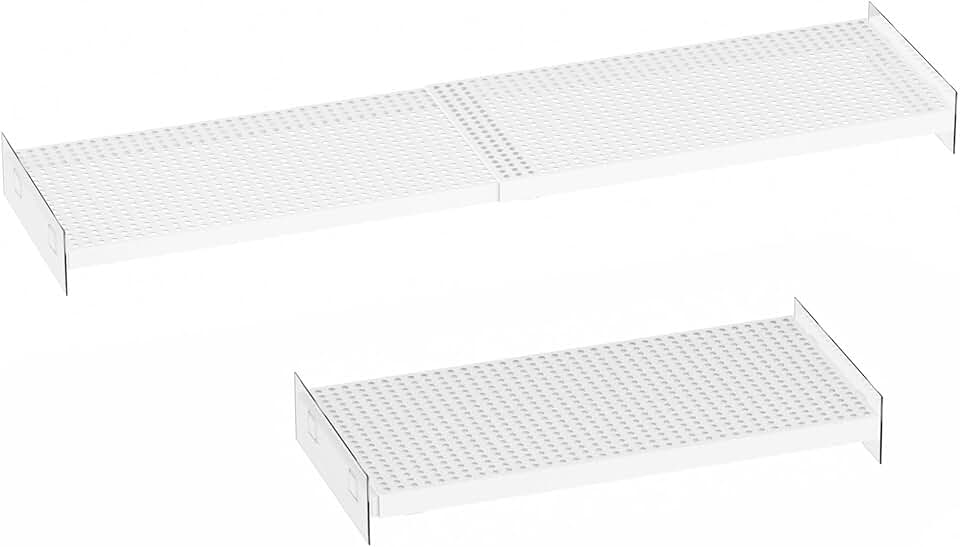 Expandable tension shelves for cabinet and closet storage