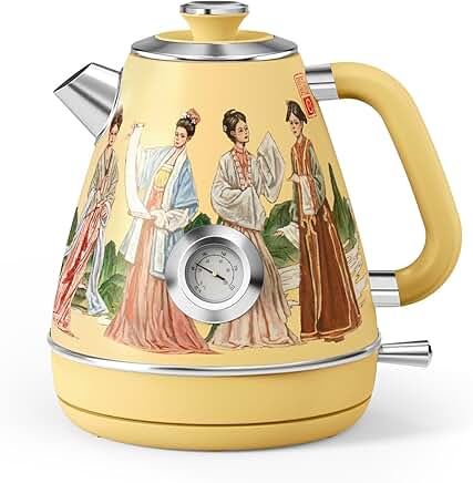 Retro 1.7L Electric Kettle with Thermometer