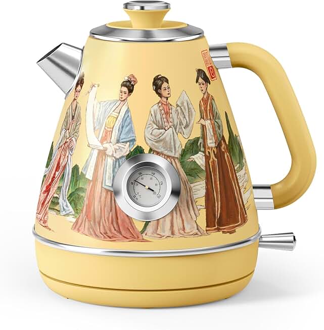 Retro 1.7L Electric Kettle with Thermometer