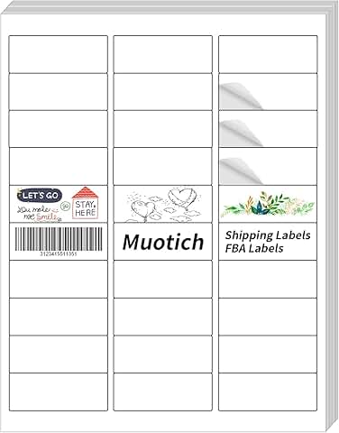 500 Sheets of 1" x 2-5/8" White Shipping Labels