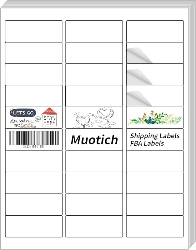 500 Sheets of 1" x 2-5/8" White Shipping Labels