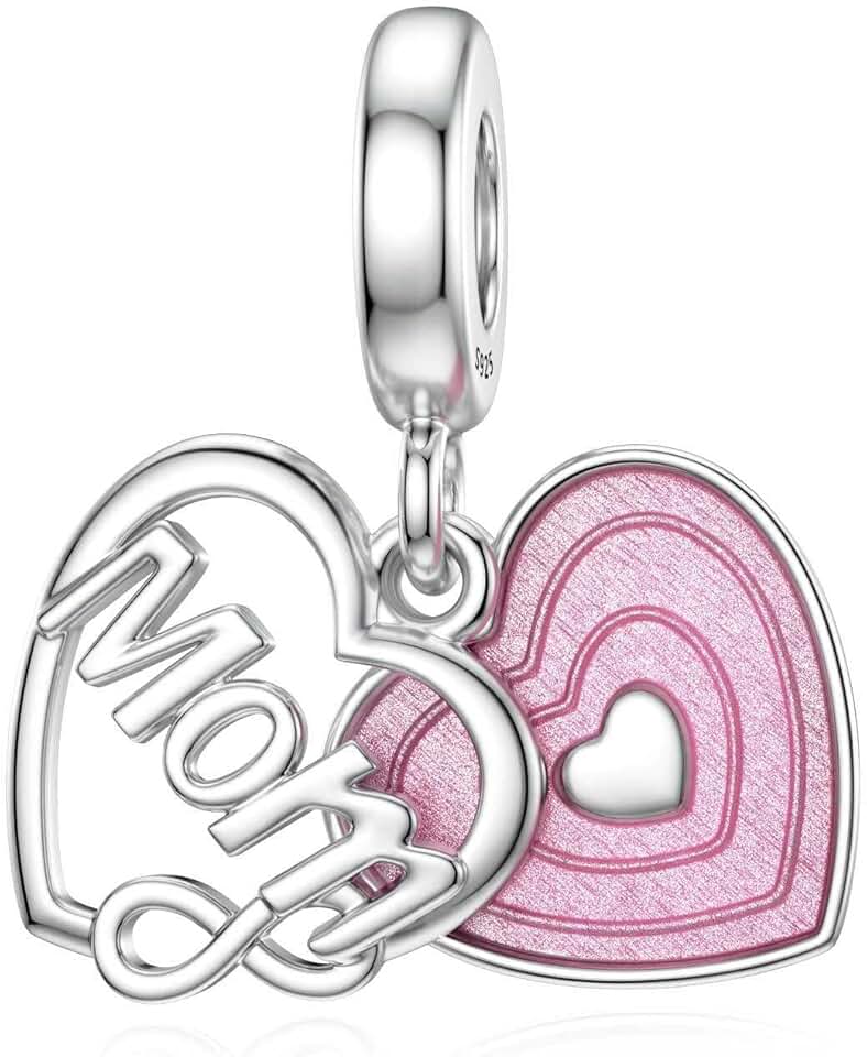 Silver Charm with Double Hearts for Bracelets