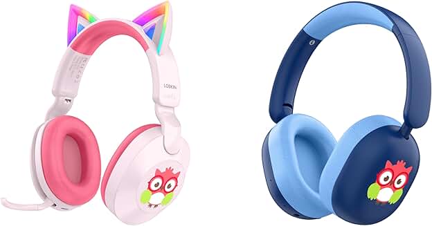 Kids Bluetooth Headphones with Cat Ears and LED Lights