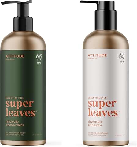 Hand soap and shower gel set with plant-based ingredients