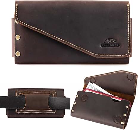 Leather Phone Holster with Belt Loop and Card Holder