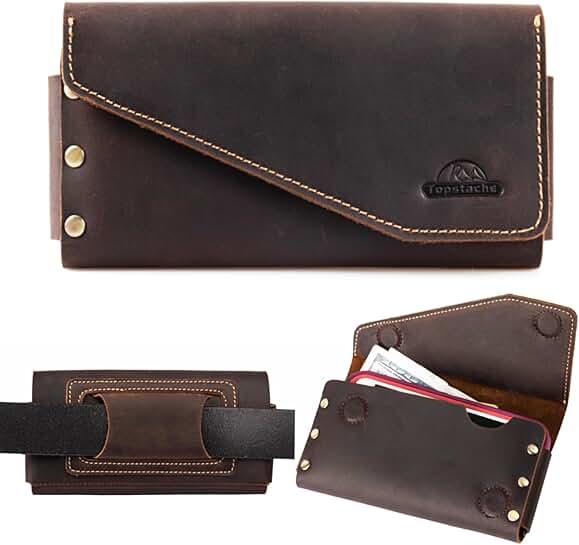 Leather Phone Holster with Belt Loop and Card Holder