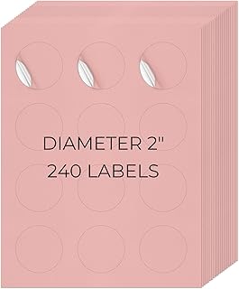 Pink 2-Inch Printable Round Self-Adhesive Labels, 240