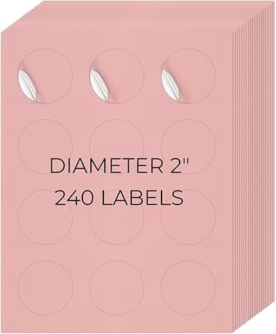 Pink 2-Inch Printable Round Self-Adhesive Labels, 240