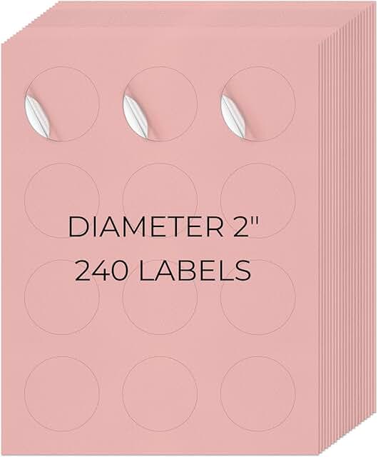 Pink 2-Inch Printable Round Self-Adhesive Labels, 240