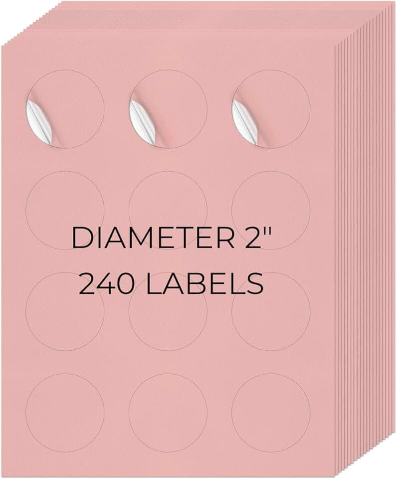 Pink 2-Inch Printable Round Self-Adhesive Labels, 240