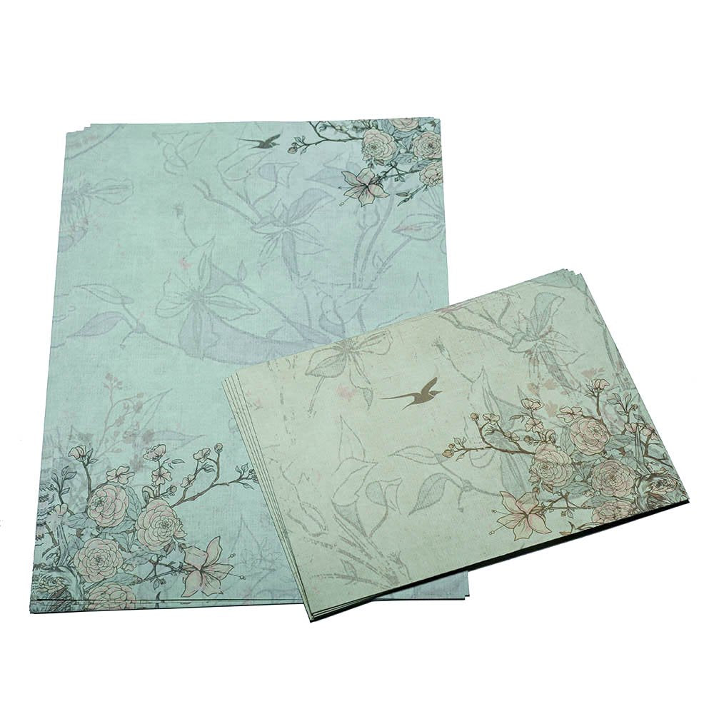 Set of 30 vintage floral writing papers with envelopes