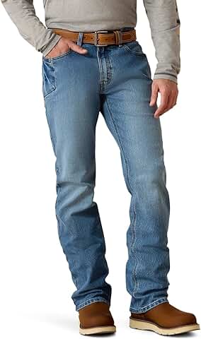Men's Low Rise Boot Cut Work Jeans in Blue Haze
