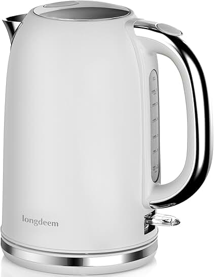 Electric water kettle with wide lid, 1.7L, auto shut-off