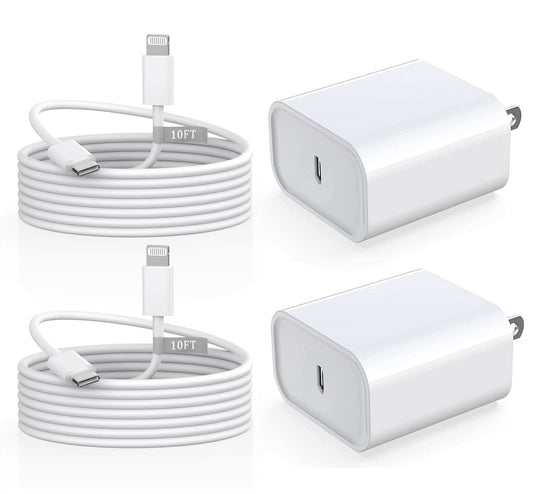 iPhone Fast Charger 10 FT 2 Pack with Lightning Cable
