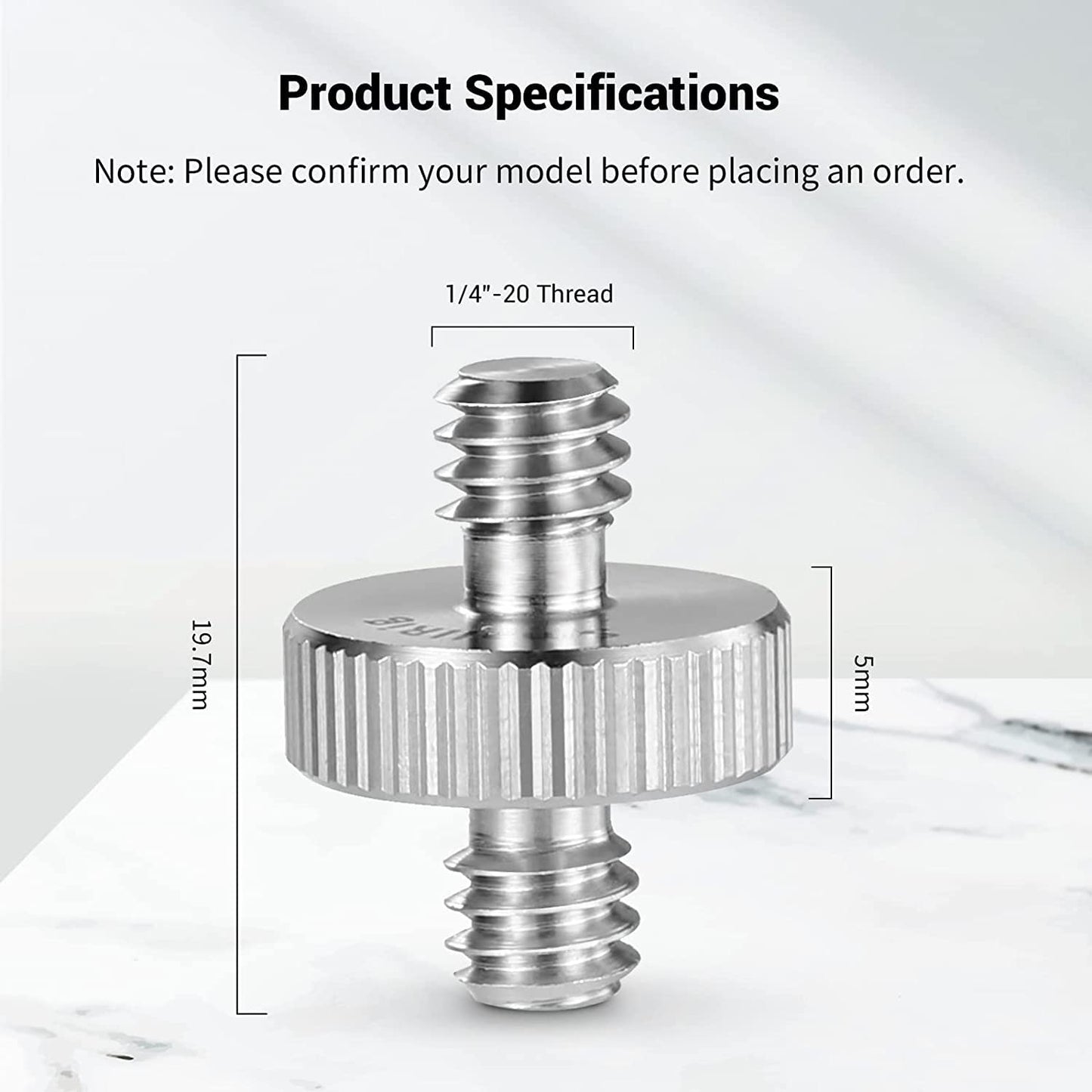 1/4" to 1/4" Male Threaded Screw Adapter Double Head Stud for Camera Cage Monitor LED Microphone, Pack of 2-828