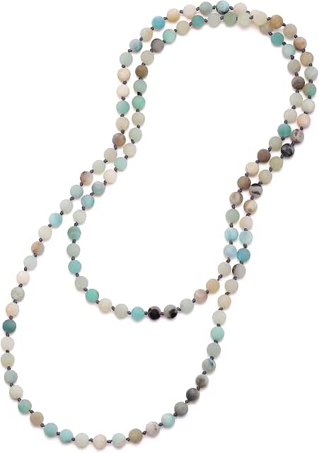 8mm Natural Amazonite and Turquoise Beaded Necklace and Wrap Bracelet