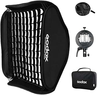 Foldable 80x80cm Flash Softbox Kit with Grid and Mount