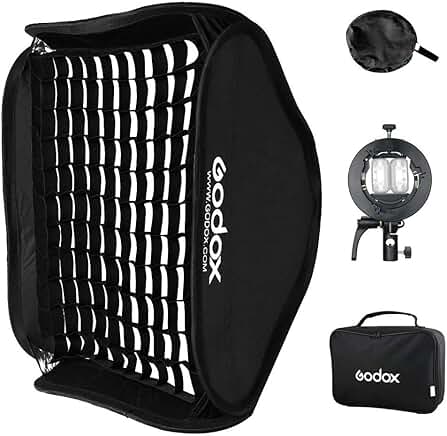 Foldable 80x80cm Flash Softbox Kit with Grid and Mount