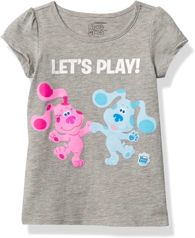 Toddler Girls Short Sleeve Tee Shirt in Blue and Magenta