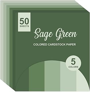 50 Sheets Sage Green Thick Cardstock for Crafts and Printing