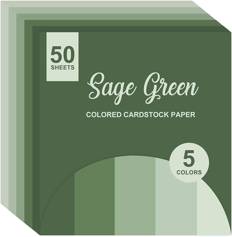 50 Sheets Sage Green Thick Cardstock for Crafts and Printing