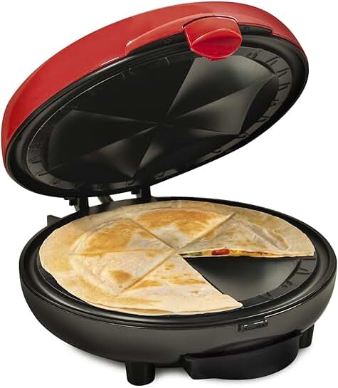 6-Wedge Electric Quesadilla Maker with Extra Stuffing Latch