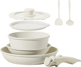 8-Piece Non-Stick Ceramic Cookware Set with Removable Handles