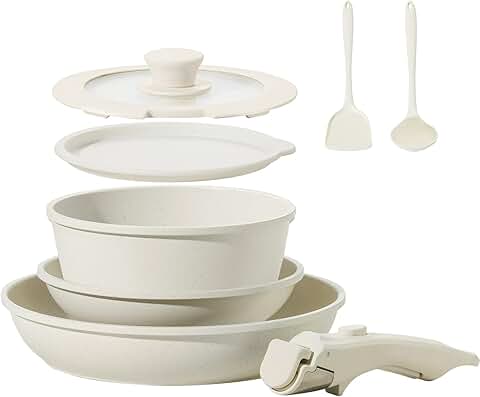 8-Piece Non-Stick Ceramic Cookware Set with Removable Handles