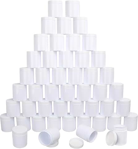 48 White Plastic Jars with Lids, 8.8oz