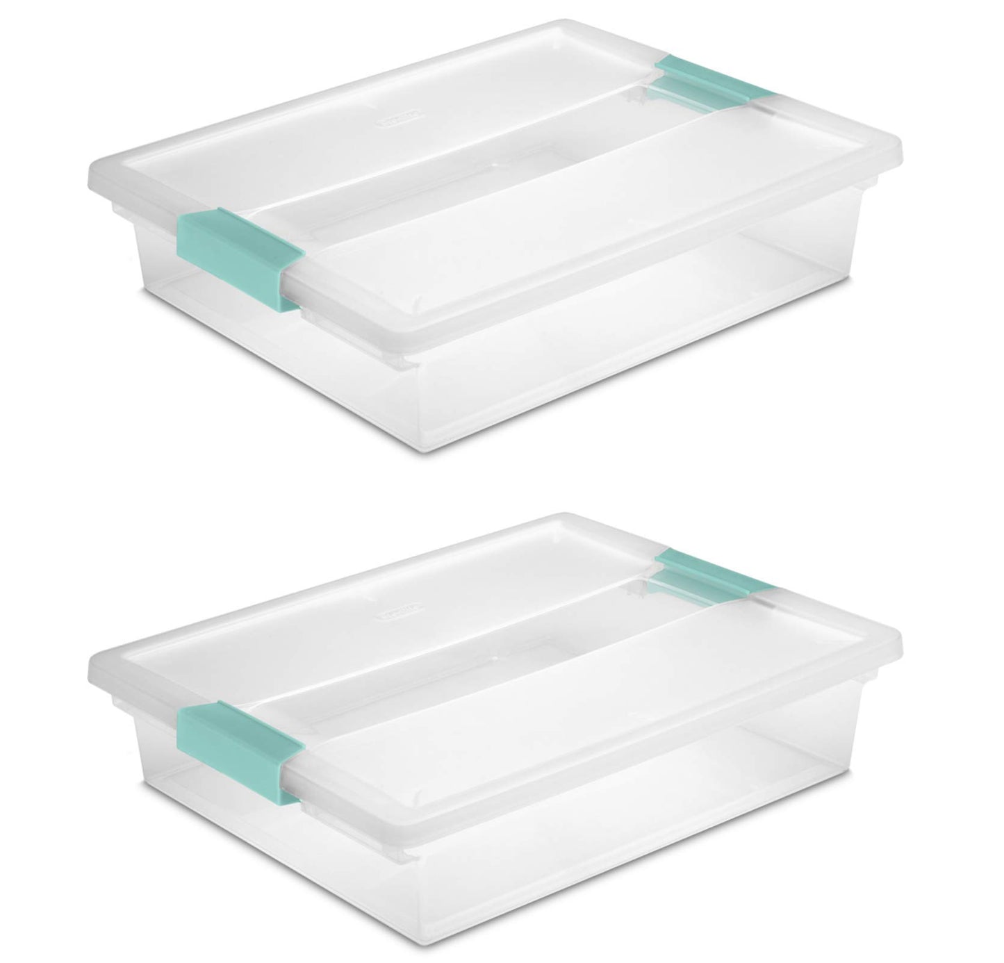 Large Clear Clip Box with Blue Latches, 2 Pack