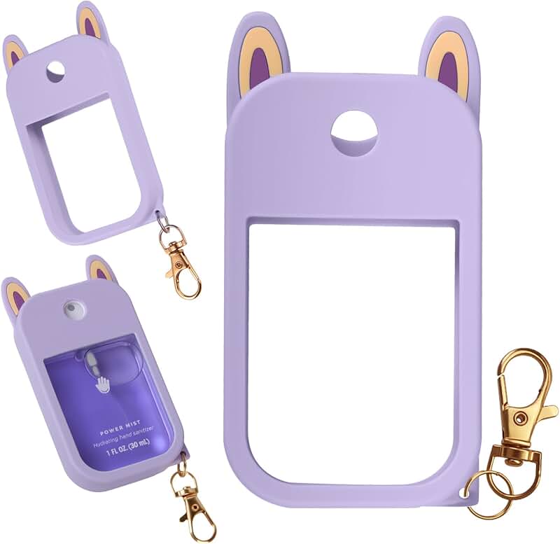 Purple Silicone Ear Case with Keychain for Hand Sanitizer