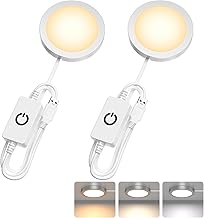 Two USB-Powered Puck Lights with Adjustable Colors and Dimming