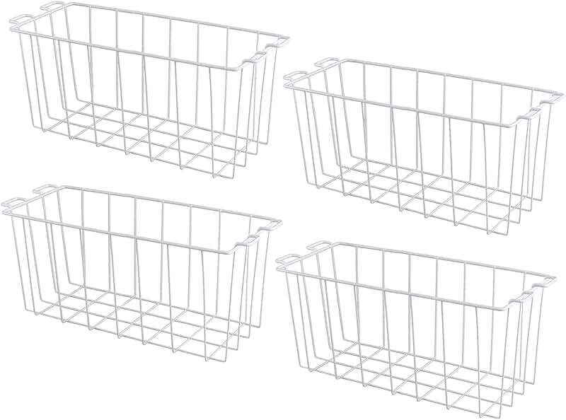 Set of 4 Deep Freezer Storage Baskets with Handles