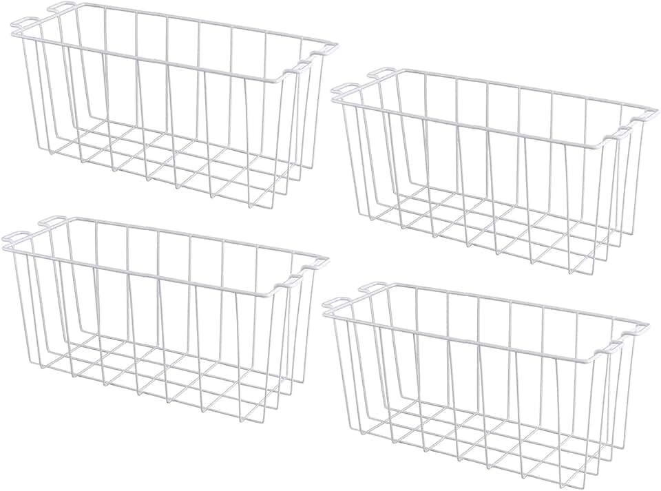 Set of 4 Deep Freezer Storage Baskets with Handles