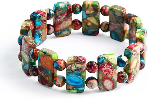 Boho Beaded Bracelet with Turquoise and Jasper