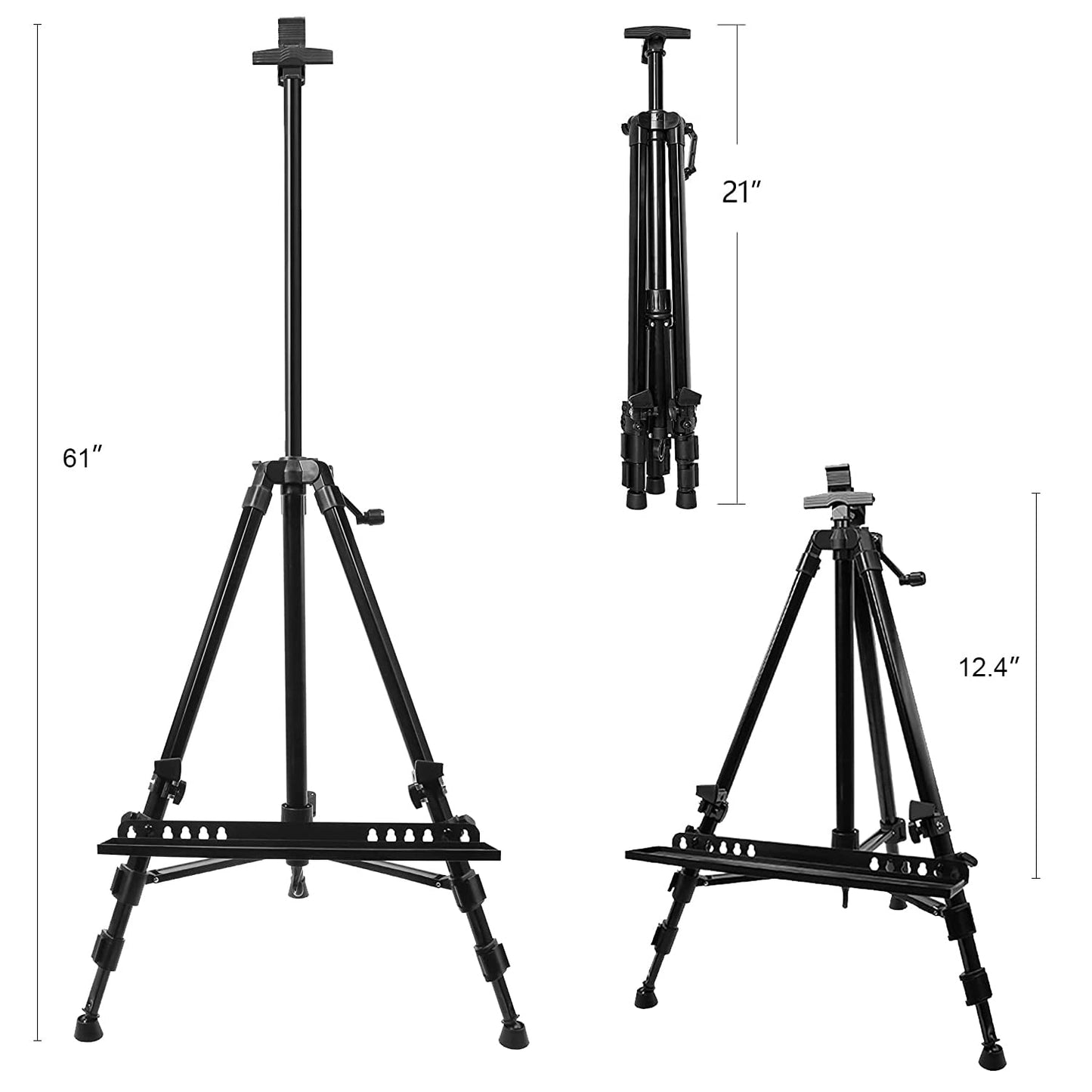 60" Adjustable Metal Art Easel with Tray and Bag