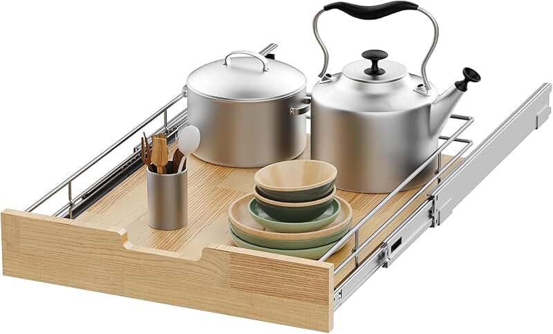 Heavy-Duty Pull Out Cabinet Shelf for Kitchen and Bathroom