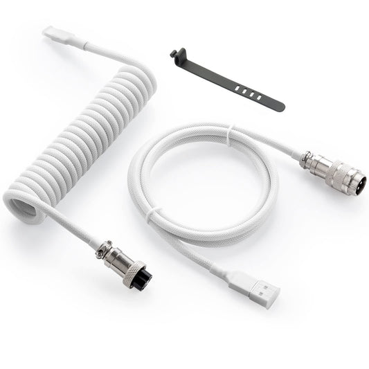 Pro Coiled USB C Cable for Mechanical Keyboard, 1.5M White