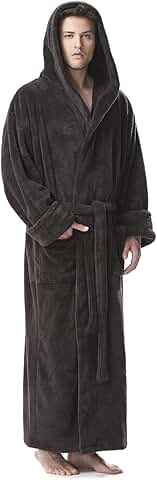Men's Long Hooded Fleece Bathrobe