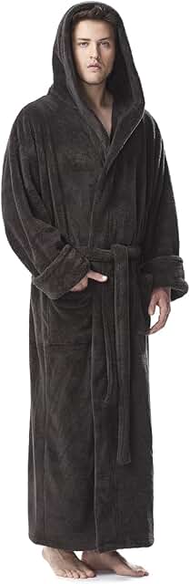 Men's Long Hooded Fleece Bathrobe